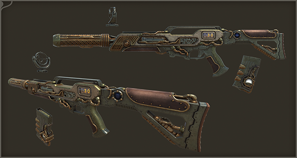 Steampunk Automatic Rifle asset preview 3