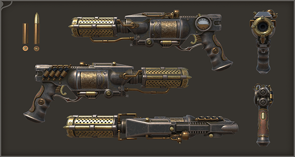 Steampunk Revolver asset preview 2