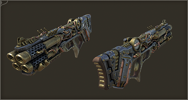 Steampunk Shotgun asset preview 1