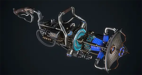 Steampunk Wave Gun asset preview 3